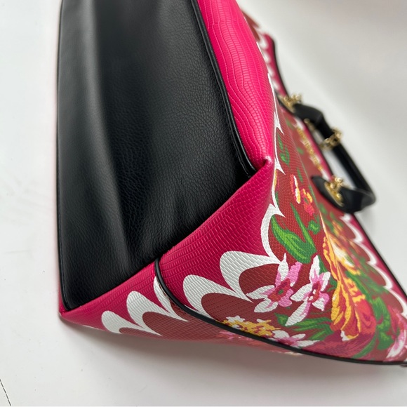 Betsey Johnson red roses double handle gold chain tote bag - Picture 10 of 14